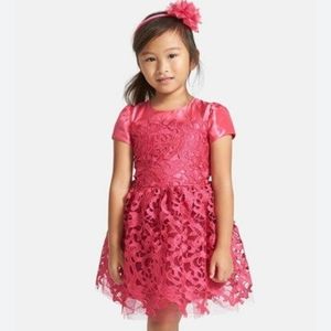 Halabaloo FUCHSIA PINK FRENCH LACE party dress 4 10